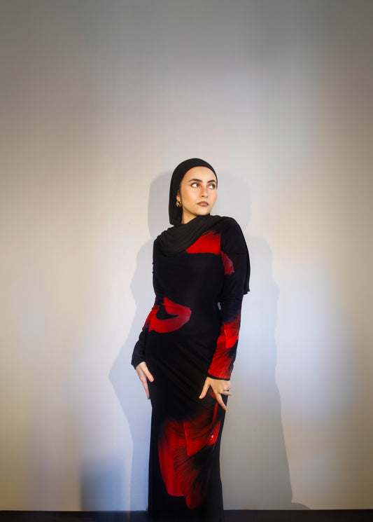 Black & Red Floral Maxi Dress | Colourful Spring/Summer Dress